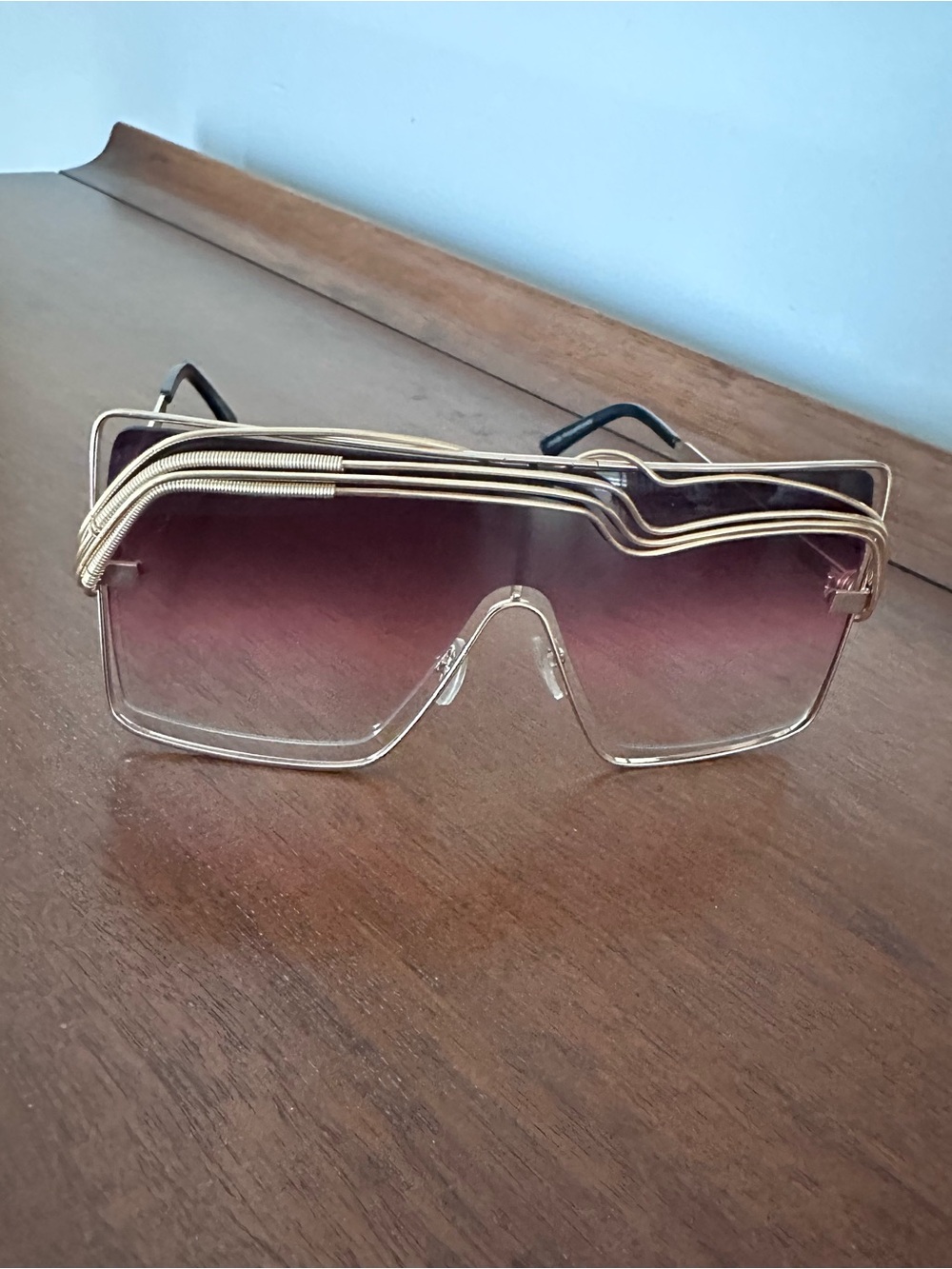Fashion Oversized Gradient Shield Sunglasses - Pink
